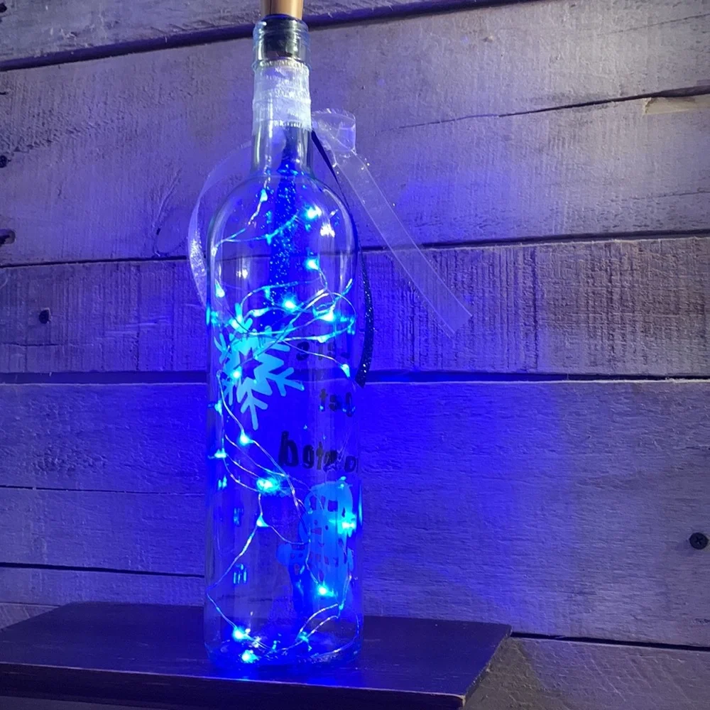 ‘Let’s Get Frosted’ Wine bottle lantern